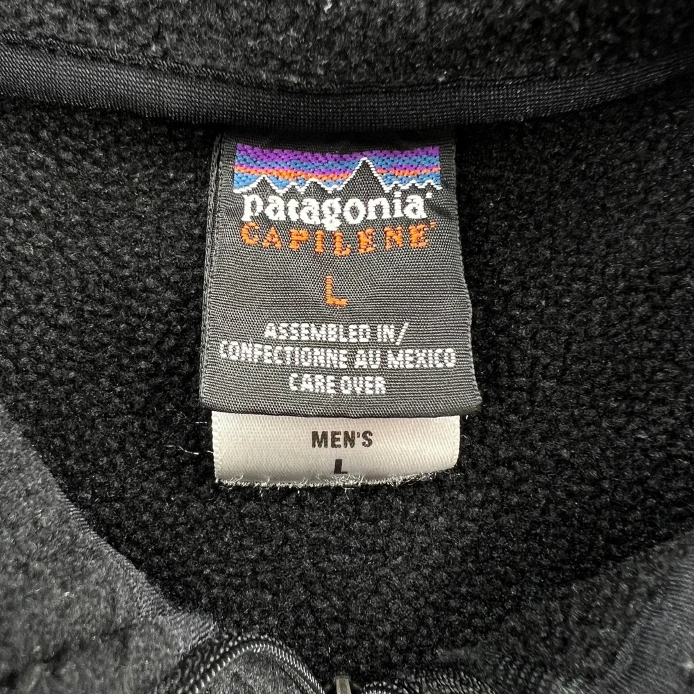 Patagonia Capilene Expedition Weight Mens Large Black 1/4 Zip Fleece Pullover